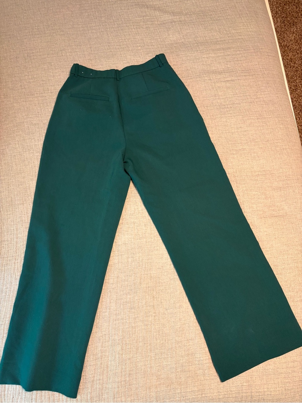 Abercrombie & Fitch Wide-Leg High-Rise Sloane Trousers in Forest Green - Picture 3 of 4
